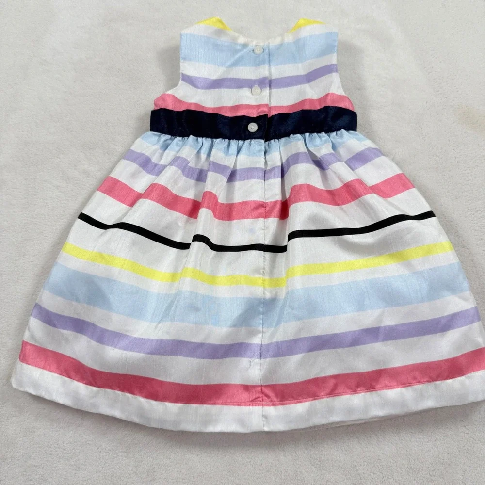Gymboree Baby Girls Multi Color Striped Bow Party Dress 6-12 Months RN70530‎